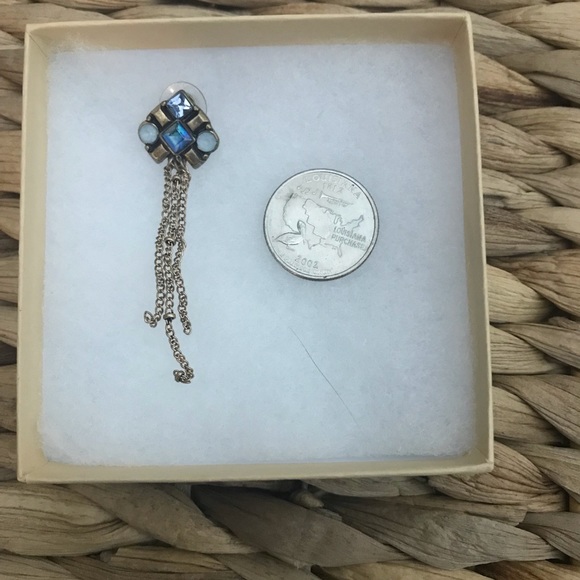 Urban Outfitters Gold & Blue Gem Chain Dangle Earrings - Picture 3 of 5